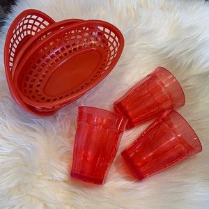 🔥4/$25🔥 red basket and cup set